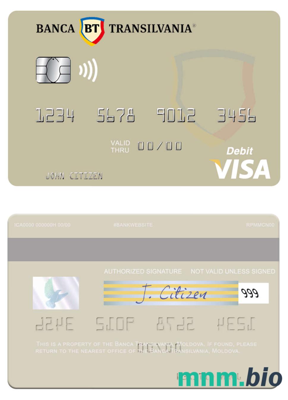 Moldova Banca Transilvania visa debet karta przykład w formacie PSD